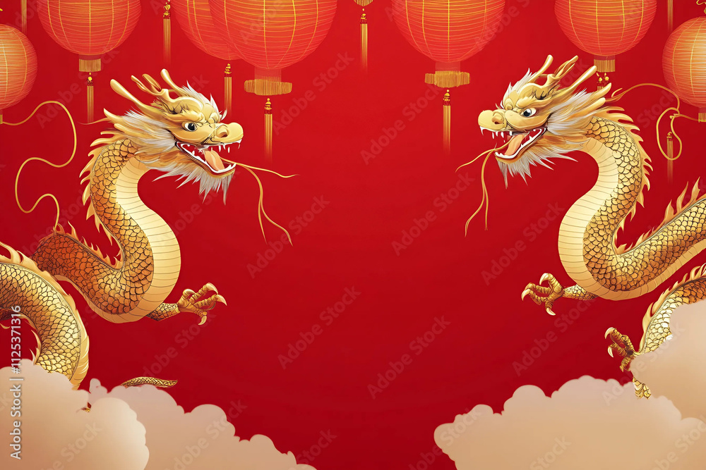 Fototapeta premium Motivos de año nuevo chino con dragones