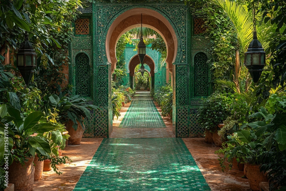 Fototapeta premium The urban parks of Marrakech, Morocco, feature gardens and trees.
