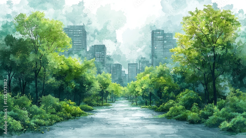 A sustainable urban planning concept, illustrated by a green park zone project sketch, highlights the significance of incorporating green spaces into urban developments for a sustainable future. A sustainable urban planning concept, illustrated by a green park zone project sketch, highlights the significance of incorporating green spaces into urban developments for a sustainable future.