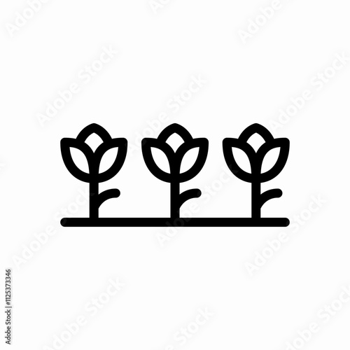 garden bed flowers icon sign vector