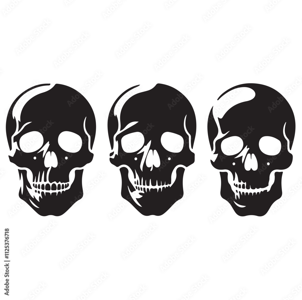 Skull silhouettes set vector illustration Skull silhouettes set vector illustration