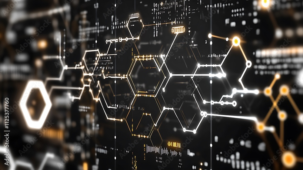 A Futuristic Digital Landscape with Lines and Shapes in Black and White