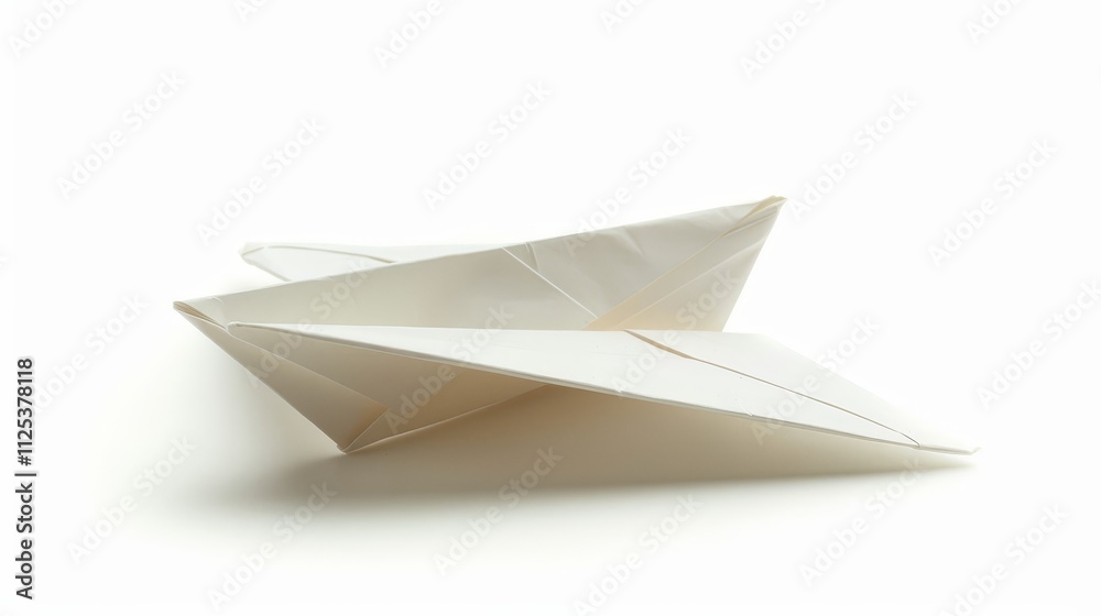 A minimalist white paper origami model, showcasing intricate folds and angles. A minimalist white paper origami model, showcasing intricate folds and angles.