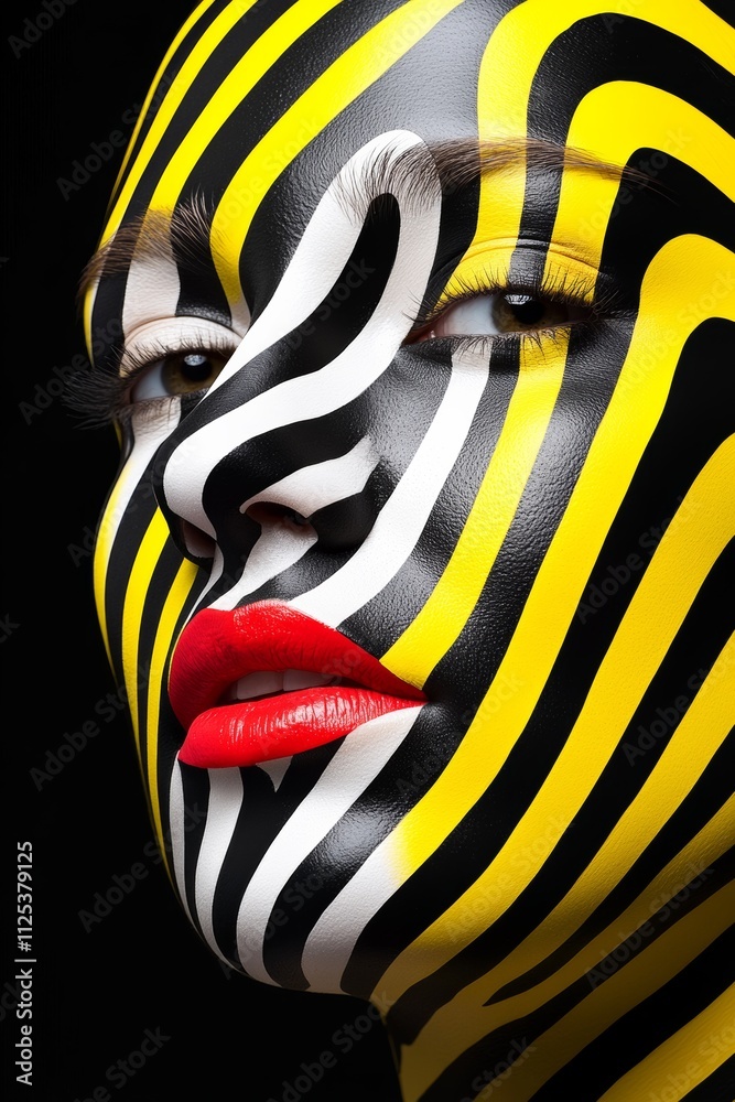 Obraz premium African American Woman with Colorful Face Paint