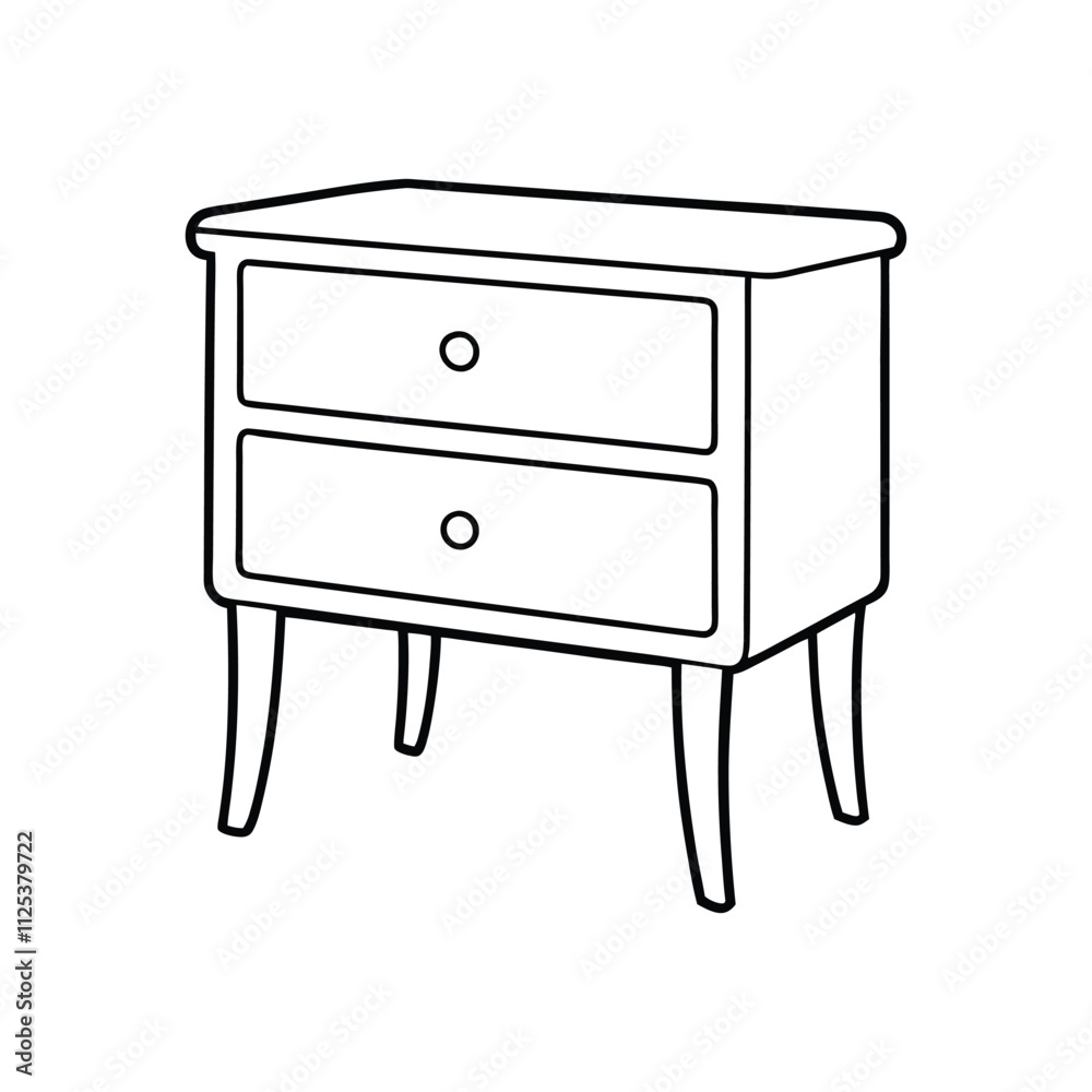 Minimalist Vector Illustration of Bed and Table Furniture for Modern Bedroom and Home Interior Design