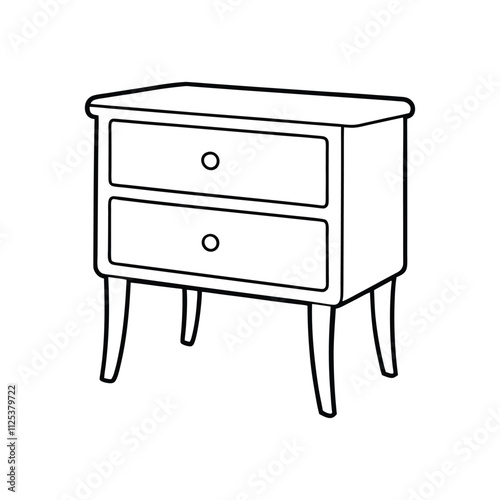Minimalist Vector Illustration of Bed and Table Furniture for Modern Bedroom and Home Interior Design