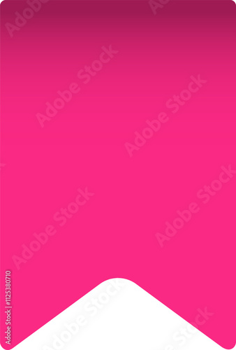 Simple minimalist pink bookmark icon is set against a clean white background, creating a striking visual contrast and suggesting organization, reading, and knowledge