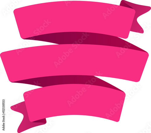 Three vibrant pink ribbons gracefully waving, creating a lively and festive atmosphere ideal for celebrations, announcements, and special occasions filled with joy and elegance