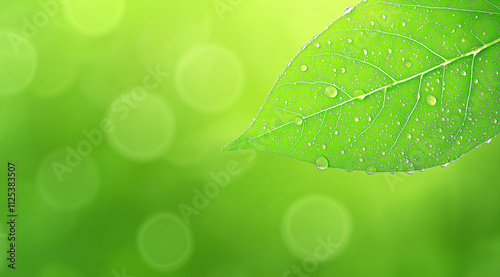 Bright Green Lettuce Leaf with Dew Surrounded by Freshness for a Natural and Crisp Appearance