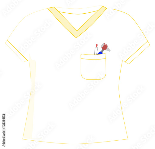 healthcare worker uniform white shirt with medical equipment - hospital - nurse, doctor, physiotherapist, speech therapist, radiologist	m



