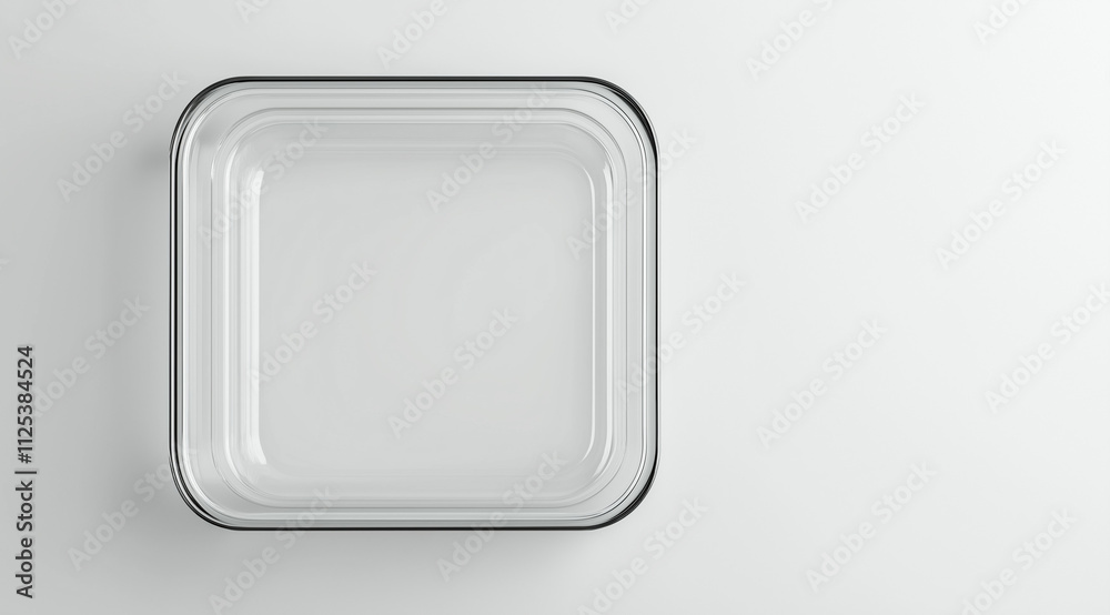 Square Glass Takeaway Container Unfilled Seen from Above for a Sleek and Modern Display Square Glass Takeaway Container Unfilled Seen from Above for a Sleek and Modern Display