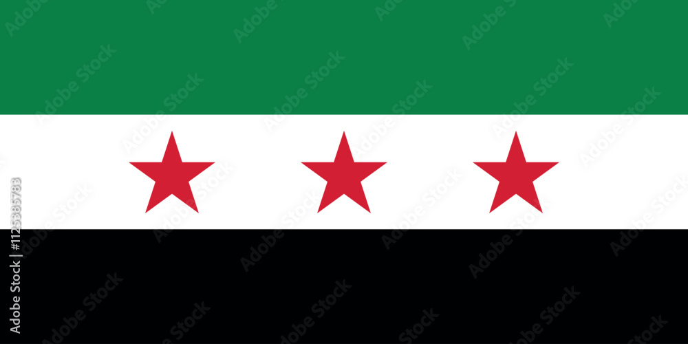New Syria flag. Vector illustration of Syria new flag 2024