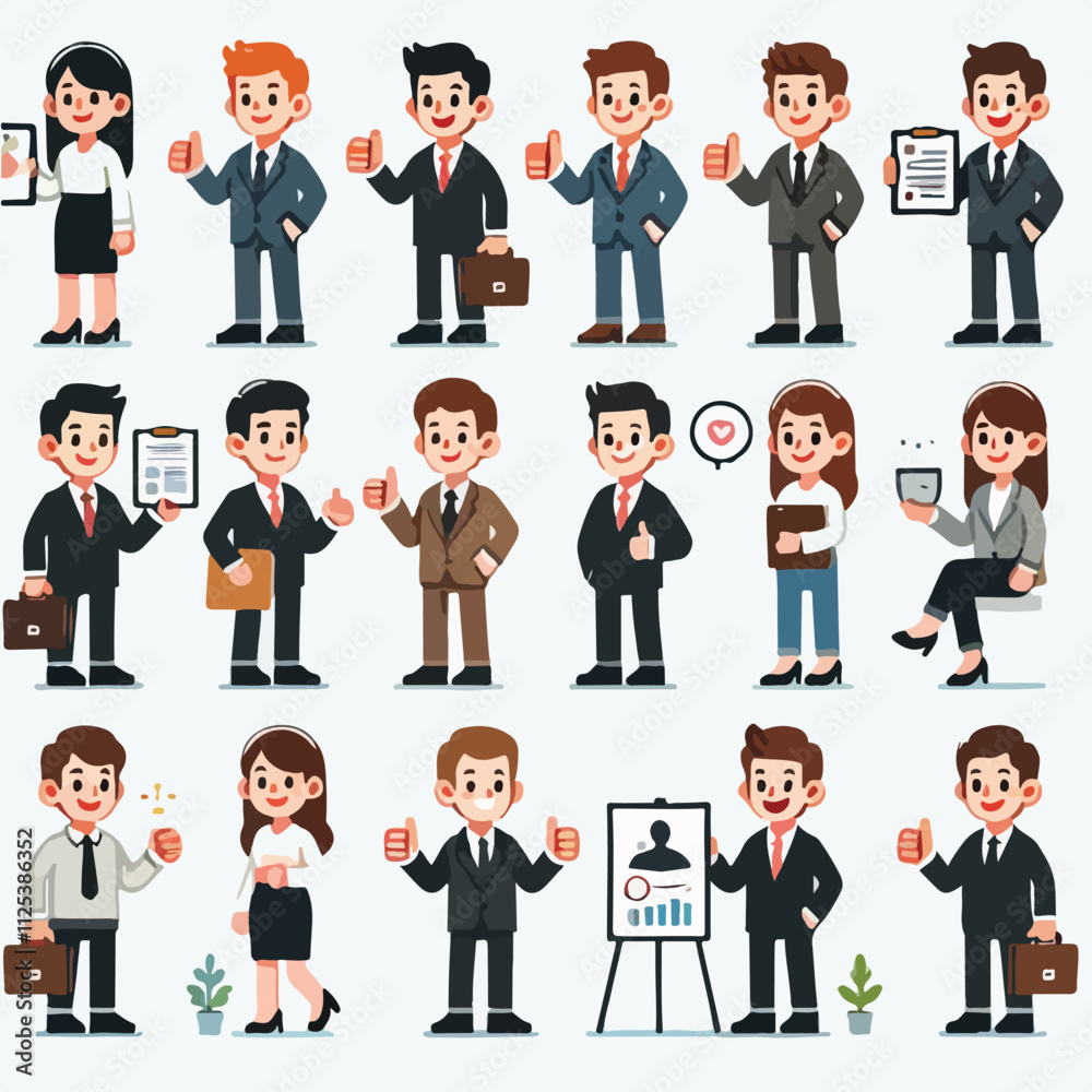 Vector collection of a businessman or manager with flatdesign Vector collection of a businessman or manager with flatdesign