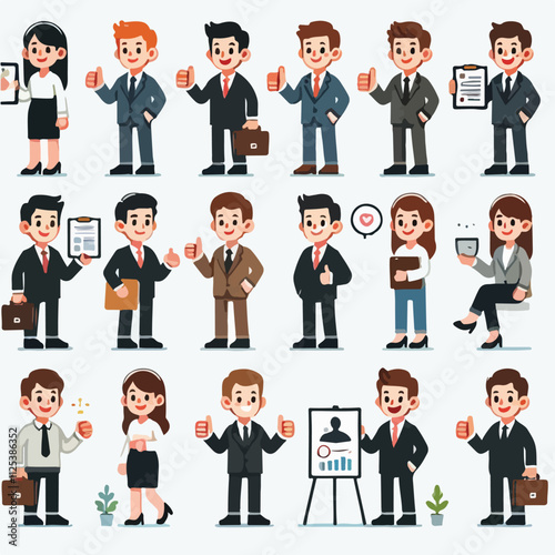 Vector collection of a businessman or manager with flatdesign