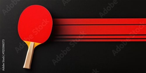 table tennis poster with racket and red lines