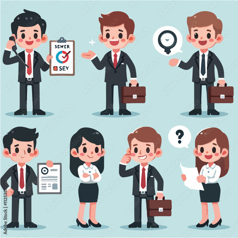 Vector collection of a businessman or manager with flatdesign Vector collection of a businessman or manager with flatdesign
