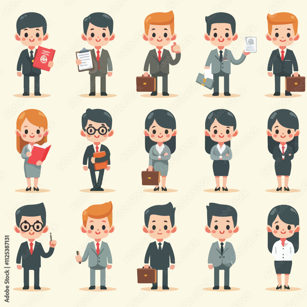 Vector collection of a businessman or manager with flatdesign Vector collection of a businessman or manager with flatdesign