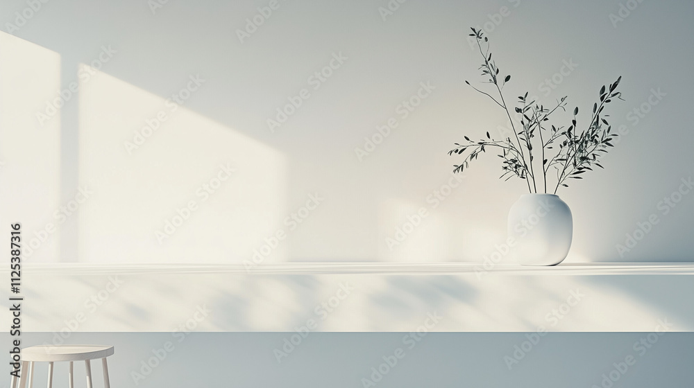 Obraz premium White Minimalist Luxury Kitchen Decor with Modern Aesthetic