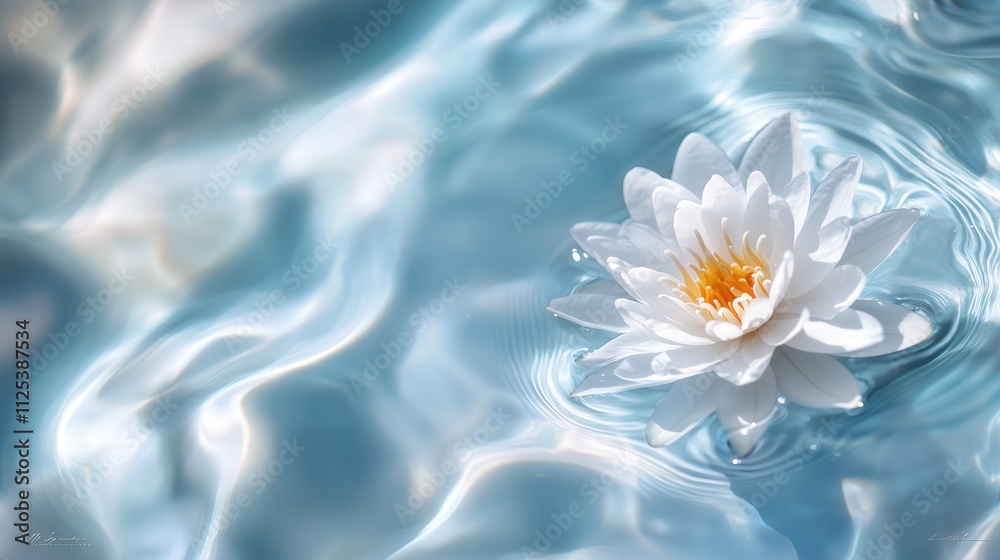 White Water Lily Floating on Water Surface White Water Lily Floating on Water Surface