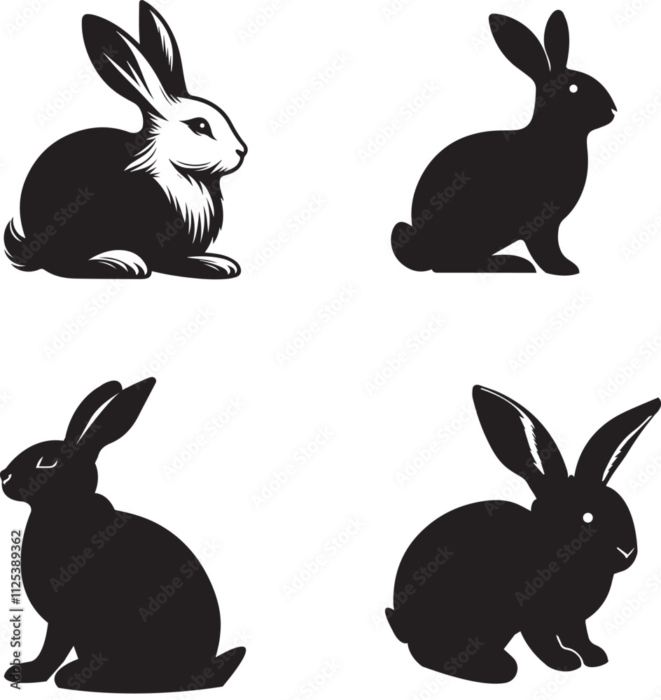 Fototapeta premium silhouette of clean vector of rabbit isolated