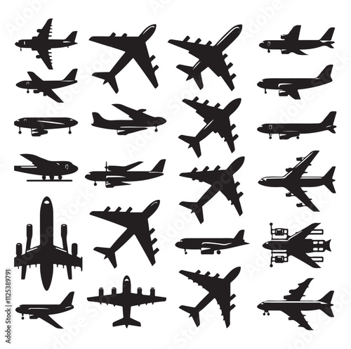 airplanes set silhouette vector illustration