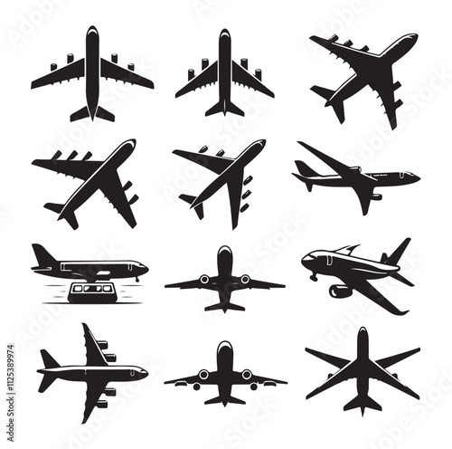 airplanes set silhouette vector illustration