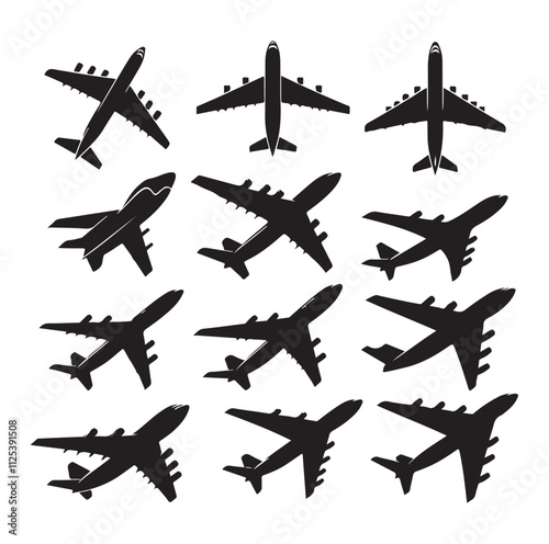 airplanes set silhouette vector illustration