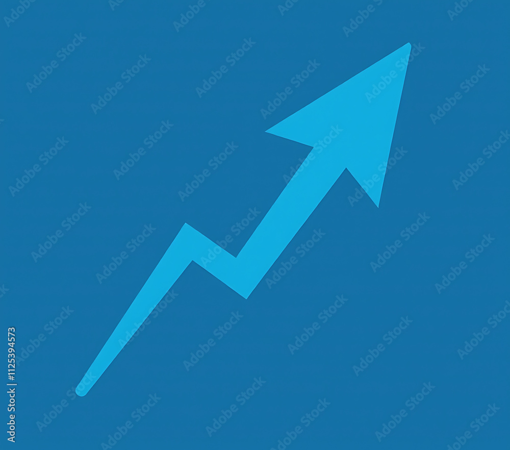 The blue business arrow points up on a trending economic chart icon, indicating growth and rising values in the financial market._00001_ The blue business arrow points up on a trending economic chart icon, indicating growth and rising values in the financial market._00001_