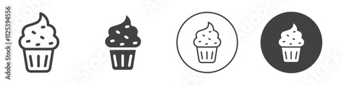 Cup cake icon Simple outline vector logo
