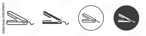 Hair straightener icon Simple outline vector logo