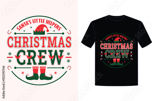 Santa’s Little Helper T-shirt design. Christmas day typography t-shirt design. Christmas typography vector design for greetings cards, invitations, t-shirt, baby clothes, mug, gift, printing press
