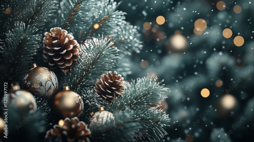 Festive christmas background with fir tree branches, ornaments, and holiday decorations in a cozy winter setting. christmas wallpaper. Ultra realistic. Photorealistic Festive christmas background with fir tree branches, ornaments, and holiday decorations in a cozy winter setting. christmas wallpaper. Ultra realistic. Photorealistic