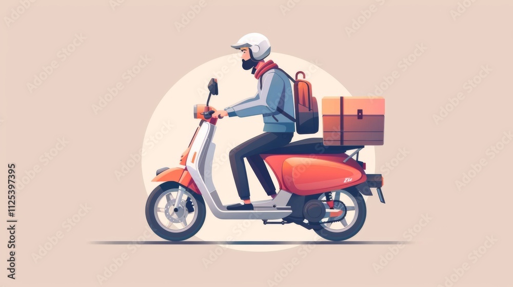 Fast delivery scooter. Delivery transprtation Fast delivery scooter. Delivery transprtation