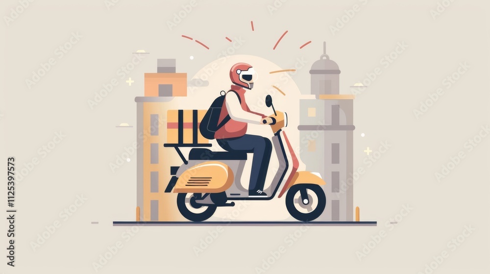 Fast delivery scooter. Delivery transprtation Fast delivery scooter. Delivery transprtation