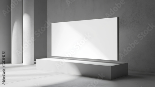 Outdoor street big billboard mockup with white empty screen and lamp light. Realistic vector 3d illustration set of front and angle view on urban blank horizontal commercial lightbox template. photo