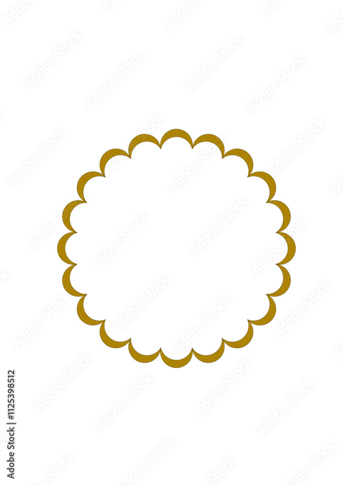circular golden frame made of crescent-shaped elements arranged in a row, abtract modern design, copy space