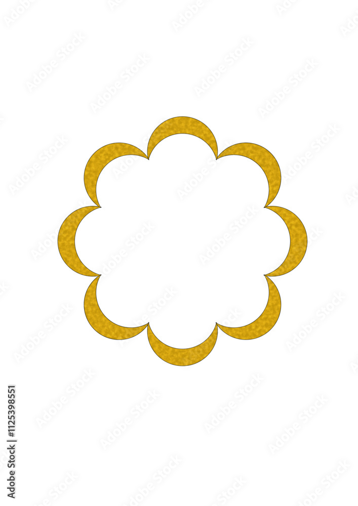 circular golden frame made of crescent-shaped elements arranged in a row, abtract modern design, copy space circular golden frame made of crescent-shaped elements arranged in a row, abtract modern design, copy space
