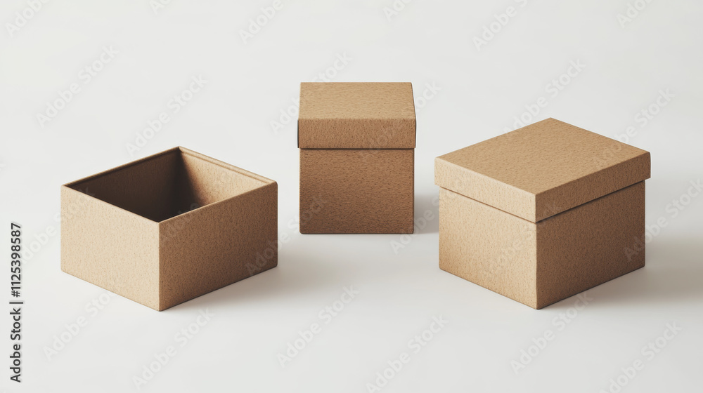 Kraft cardboard package box template. Vector realistic mockup of 3d blank rectangle carton container, gift box, eco medical products pack isolated on background Kraft cardboard package box template. Vector realistic mockup of 3d blank rectangle carton container, gift box, eco medical products pack isolated on background