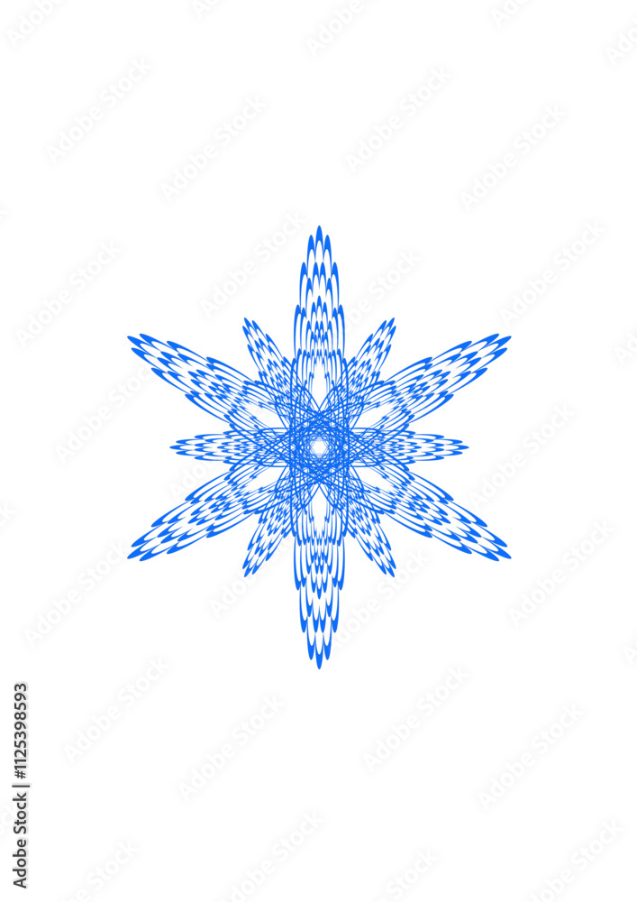 light blue six-rayed snow crystal with central star, abstract modern design
light blue six-rayed snow crystal with central star, abstract modern design