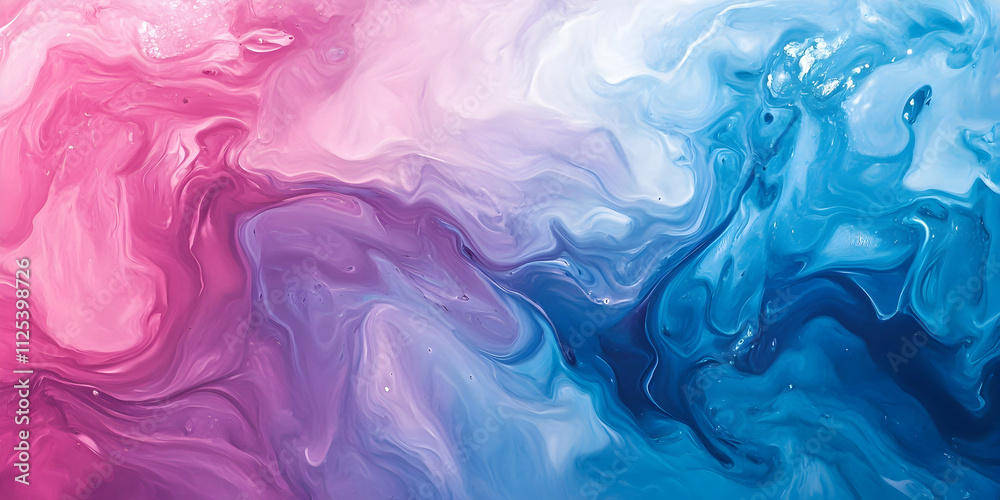 Smooth gradient in pink and blue hues, creating a calming liquid-like flow