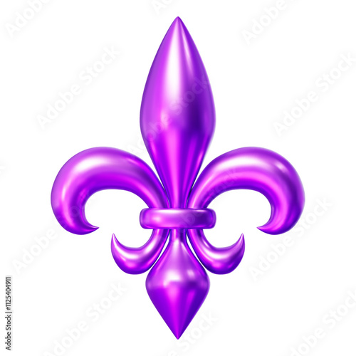 3d realistic purple Fleur de lys symbol. Stock vector illustration on isolated background.
