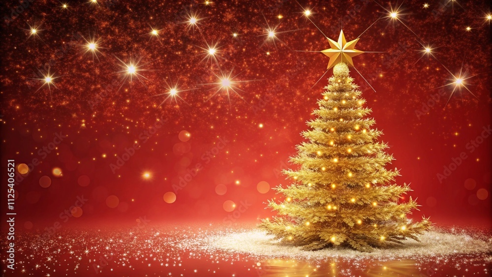 Golden Christmas Tree In Red Festive Background
Golden Christmas Tree In Red Festive Background