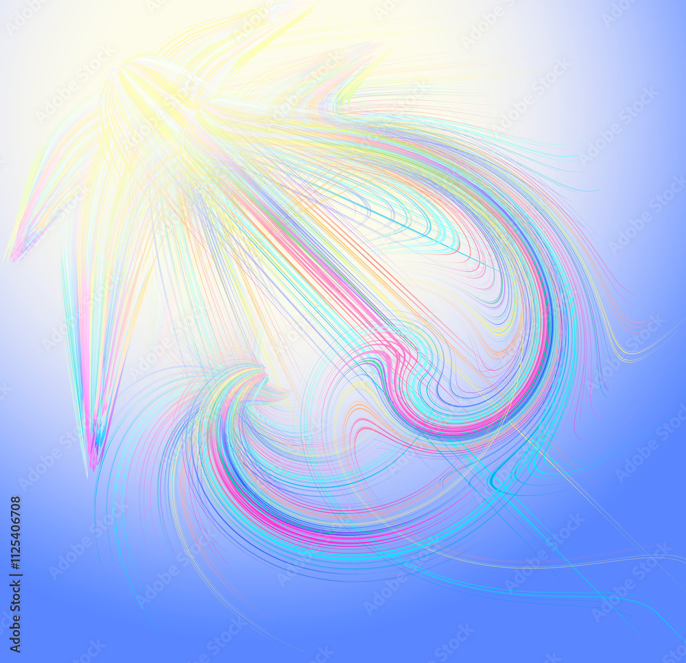 Fototapeta premium abstract background with lines and curves in blue and pink colors.