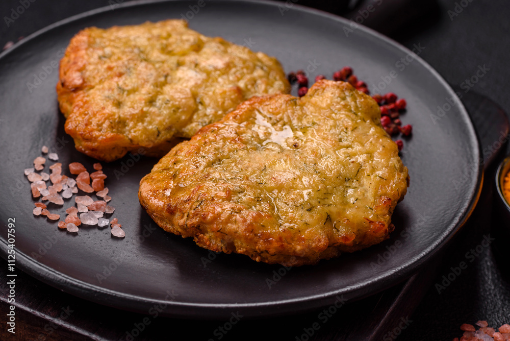 Delicious fried pork or chicken chops breaded with salt and spices Delicious fried pork or chicken chops breaded with salt and spices