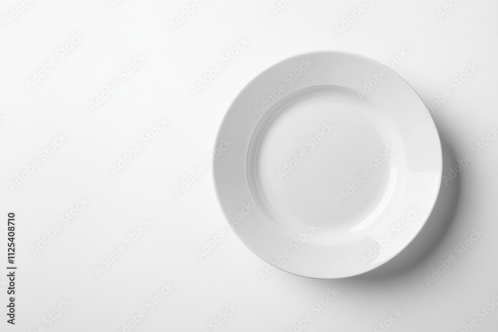 Empty White Bowl Isolated on Clean Background with Top View Perspective Empty White Bowl Isolated on Clean Background with Top View Perspective