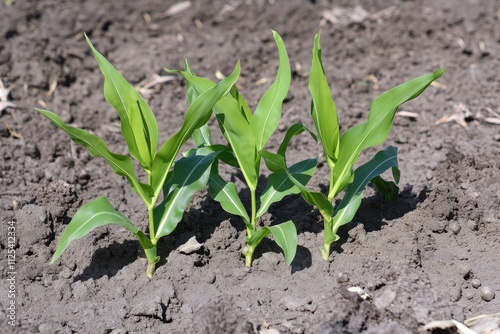 Vibrant Young Maize Leaves in Lush Green Field. Selective Focus on Agricultural Growth