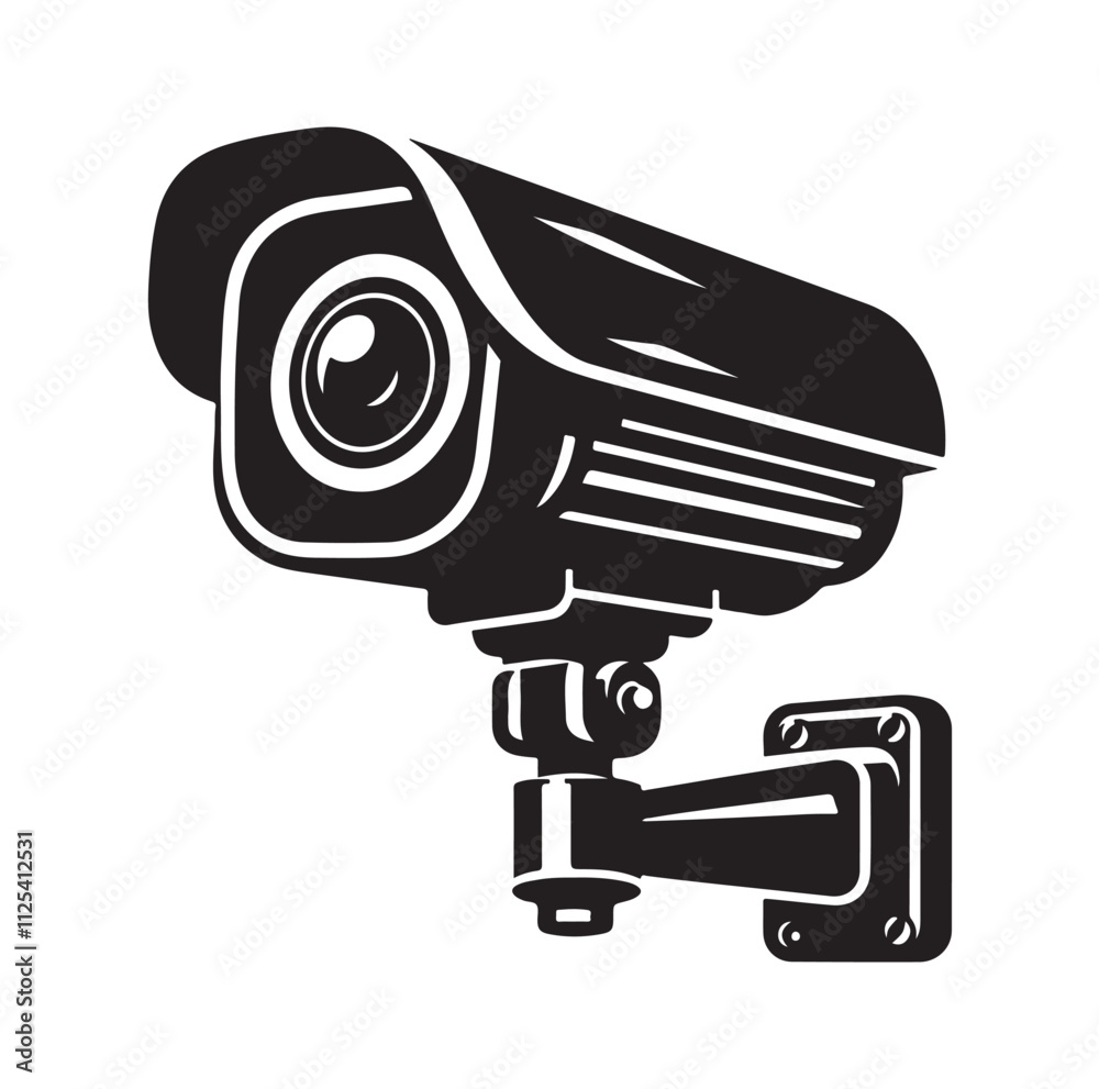 silhouette of cctv camera  vector illustration