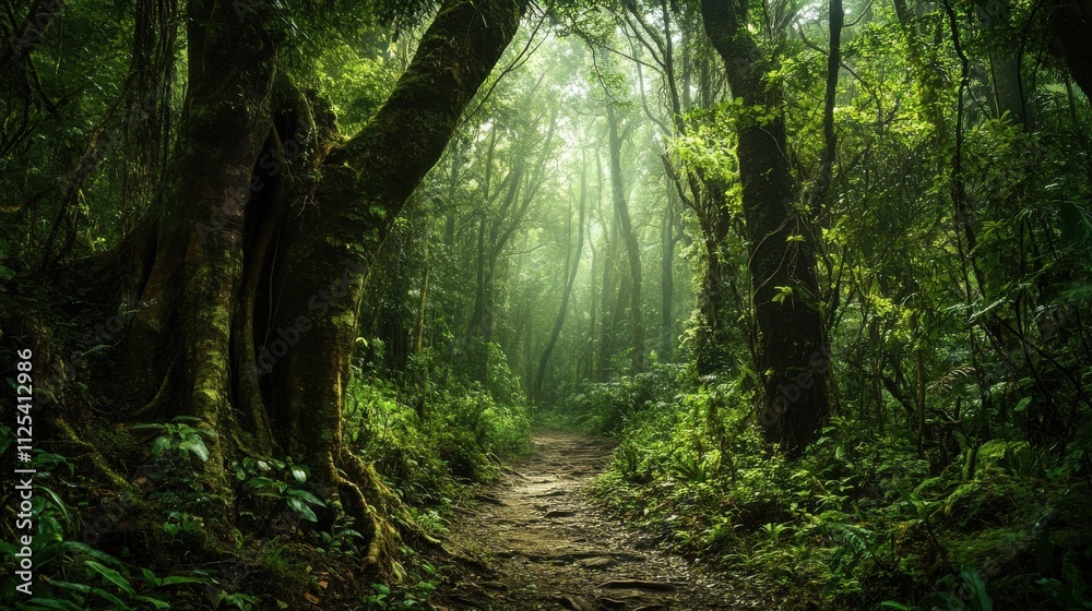 Fototapeta premium Misty jungle path.