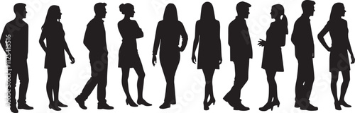 silhouettes business people isolated on a white background, a silhouette of a group of people