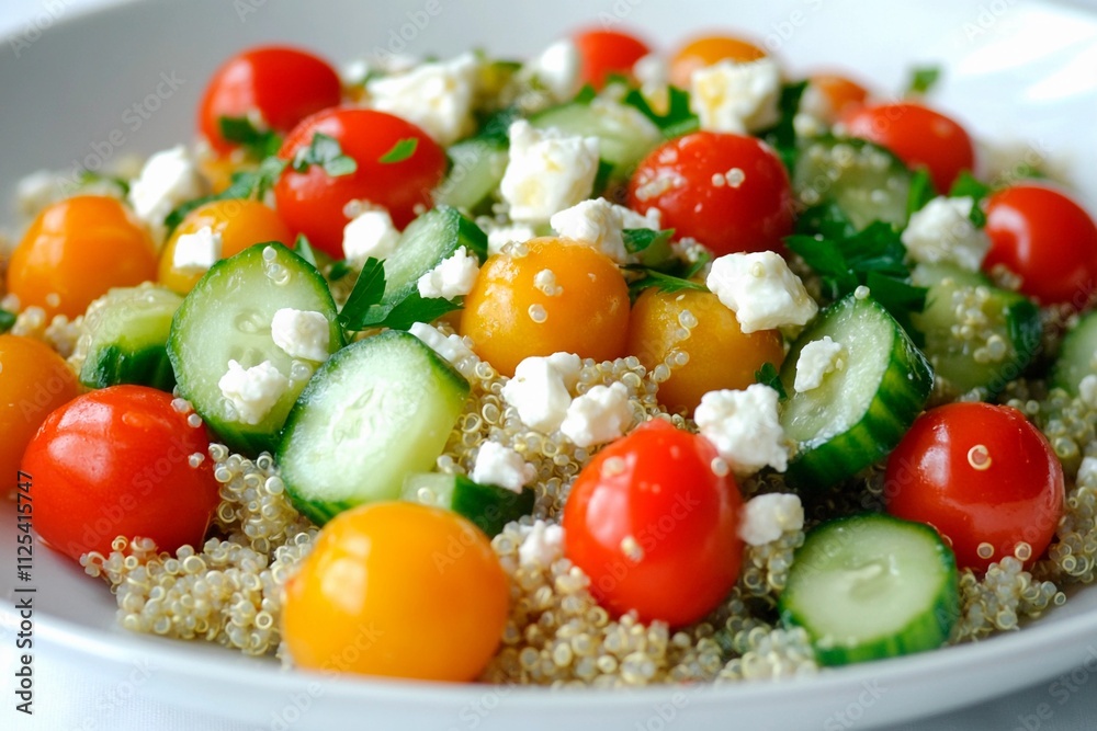 Fresh and vibrant quinoa salad bursting with flavors and colorful ingredients Fresh and vibrant quinoa salad bursting with flavors and colorful ingredients